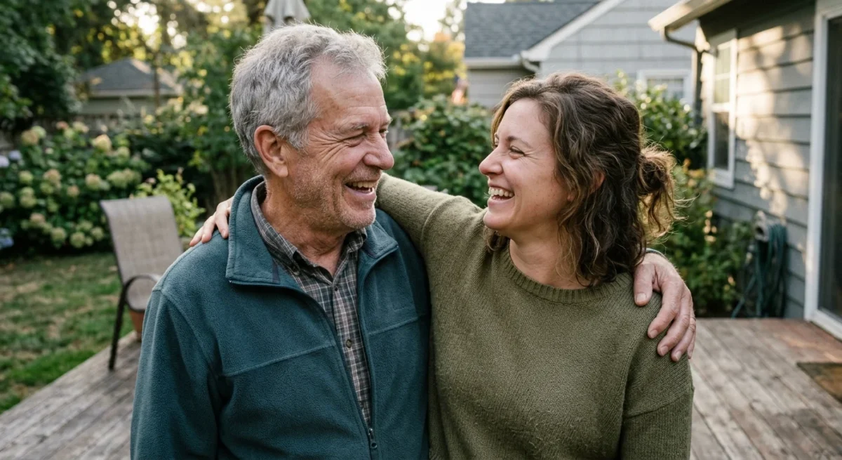 Couple relaxed and reconnecting in the morning after months of better sleep